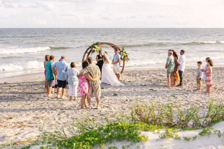 Wedding celebration on the beach in Charleston, SC