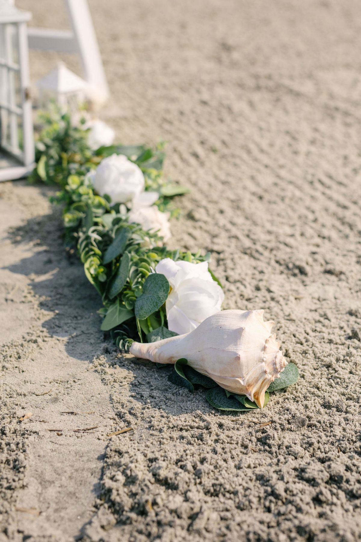 Seashells as part of wedding ceremony decor South Carolina